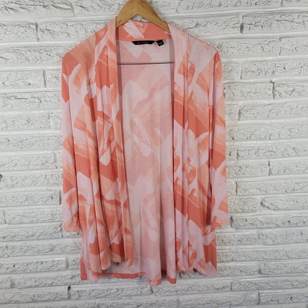 H by Halston Women's XL Cardigan Watercolor Floral Orange White Top WAT66E